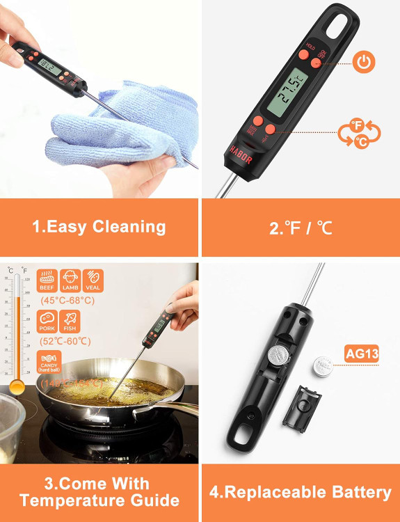 دماسنج دیجیتالی آشپزخانه با کیفیت عالی و تمیزکاری آسان