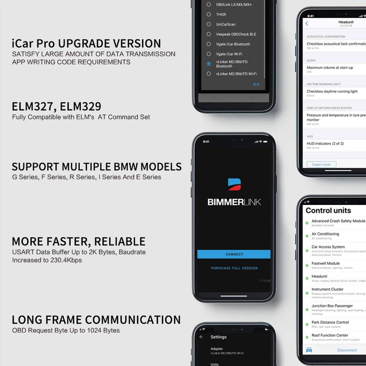 دیاگ بلوتوثی حرفه ای و پیشرفته Vgate vLinker BM+ BLE4.0 مناسب ارتباط با آندروید،ios و ویندوز