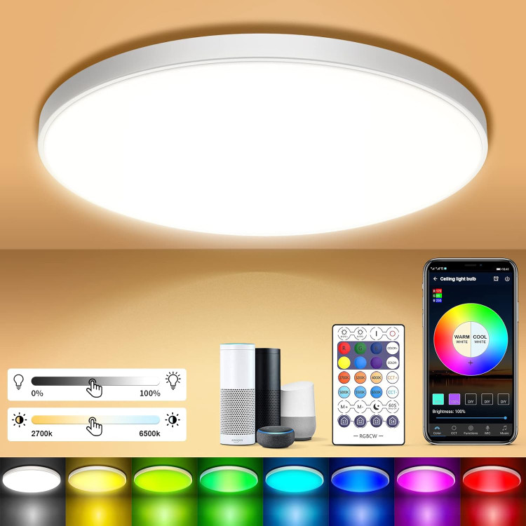 چراغ سقفی فوق هوشمند 30 وات ارجینال محصول آمازون ریموت دار قابل اتصال به WIFI