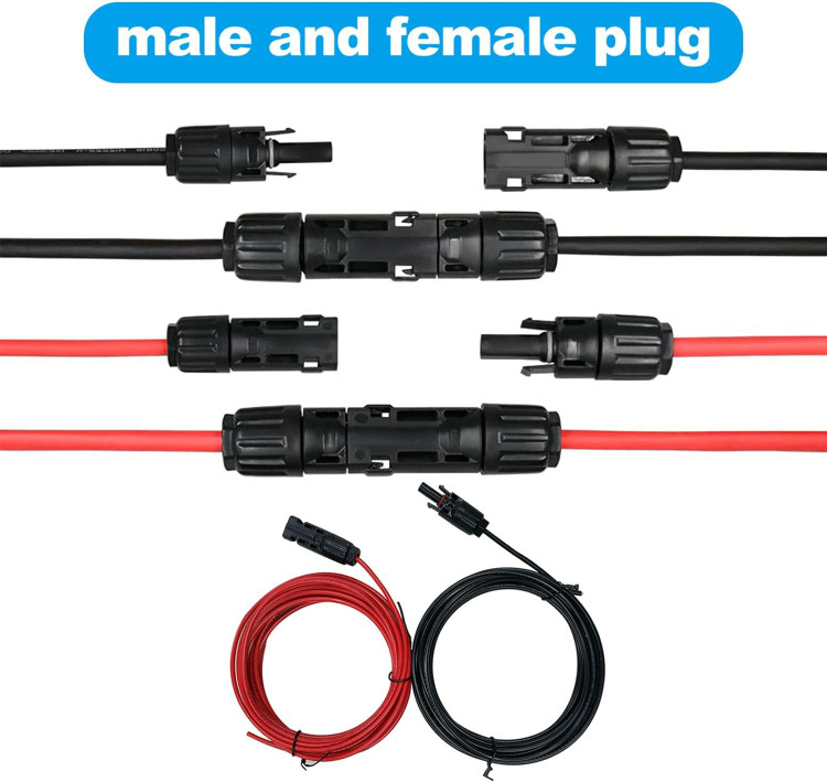 با کیفیت ترین کابل سولار جفتی با سوکت های نر و ماده آماده