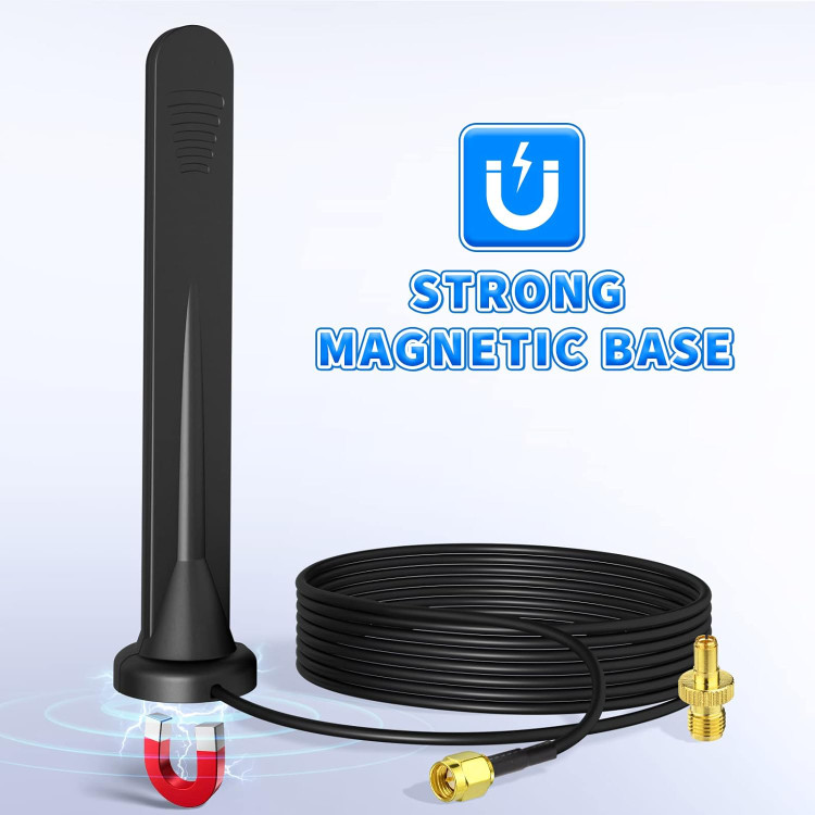 آنتن Bingfu 2-Pack 4G LTE 5dBi SMA TS9 آنتن شبکه همه جانبه خارجی با پایه مغناطیسی برای مودم روتر 4G LTE CPE Gateway روتر پهن باند بی سیم MiFi MiFi Hotspot Router مودم USB