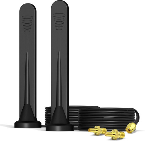 آنتن Bingfu 2-Pack 4G LTE 5dBi SMA TS9 آنتن شبکه همه جانبه خارجی با پایه مغناطیسی برای مودم روتر 4G LTE CPE Gateway روتر پهن باند بی سیم MiFi MiFi Hotspot Router مودم USB