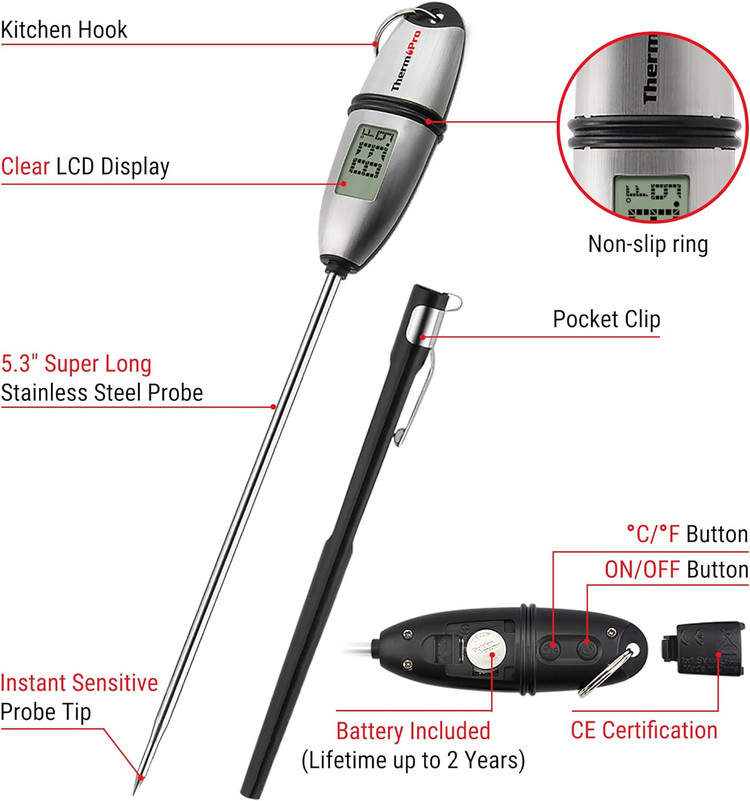 دماسنج دیجیتالی آشپزخانه ارجینال برند ThermoPro مدل TP-02S