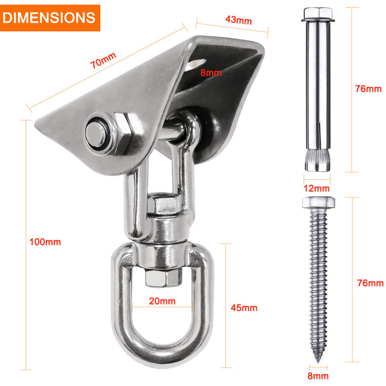 آویز چرخشی 360 درجه سنگین، قلاب چرخشی از جنس فولاد ضد زنگ با تحمل وزن 450 کیلوگرم به بالا