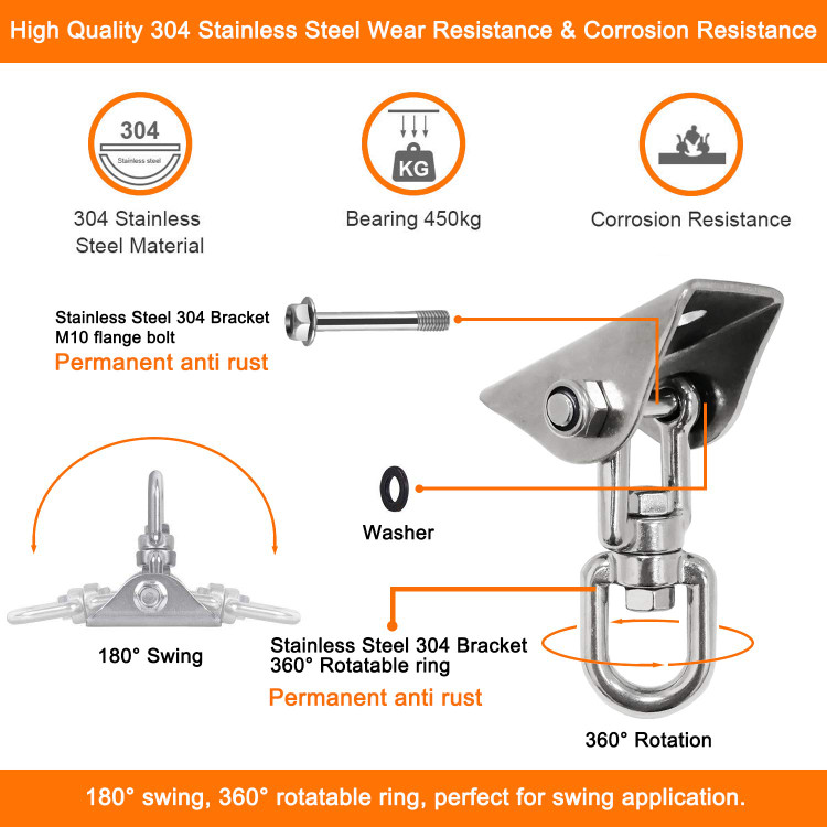 آویز چرخشی 360 درجه سنگین، قلاب چرخشی از جنس فولاد ضد زنگ با تحمل وزن 450 کیلوگرم به بالا
