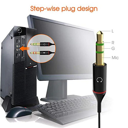 اسپلیتر(کابل تبدیل) 1 ماده به 2 نر هدفون و میکروفون ارجینال برای کامپیوتر ، لب تاب و ...