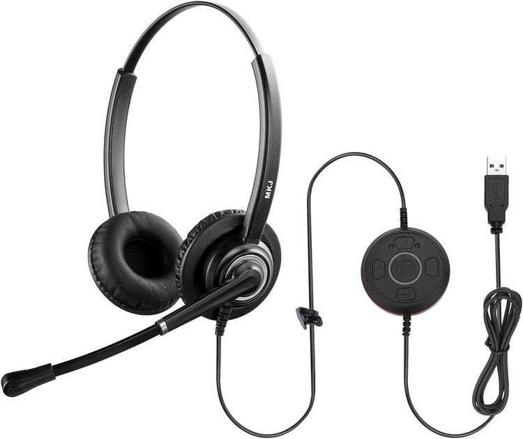 هدست USB با نویز کنسلینگ واقعی،میکروفون با کیفیت، برند MKJ، برای مرکز تماس،دفترخانه،مانیتورینگ،اسکایپ و....