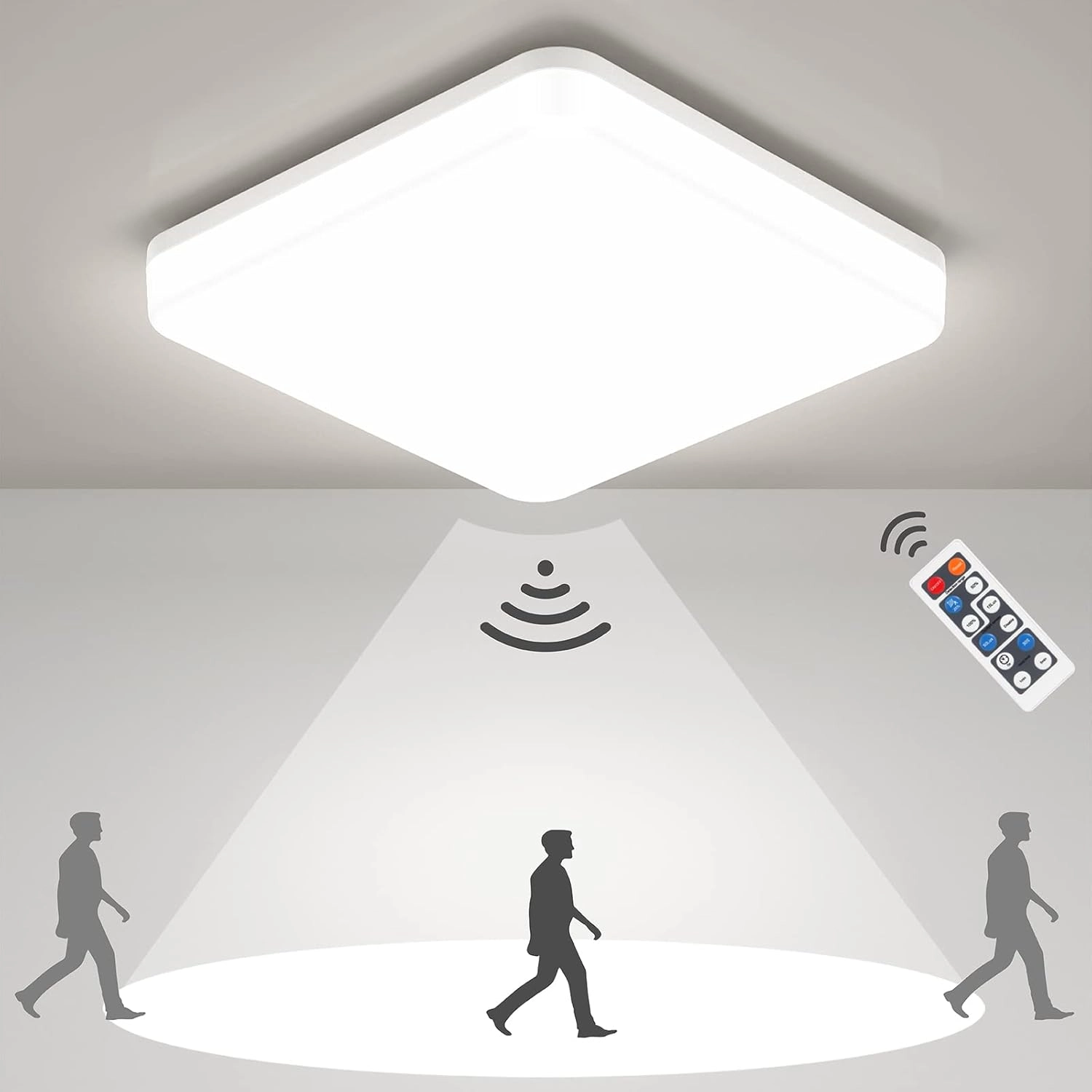 چراغ سقفی LED مدرن مربعی ضد آب و نسوز با سنسور حرکتی 360 درجه و ریموت کنترل برند BLNAN