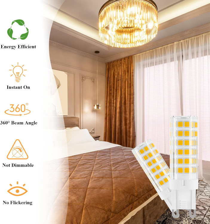 پک 6 عددی لامپ لوستر فوق کم مصرف پایه سرامیکی 6 وات پایه G9 برند DICUNO