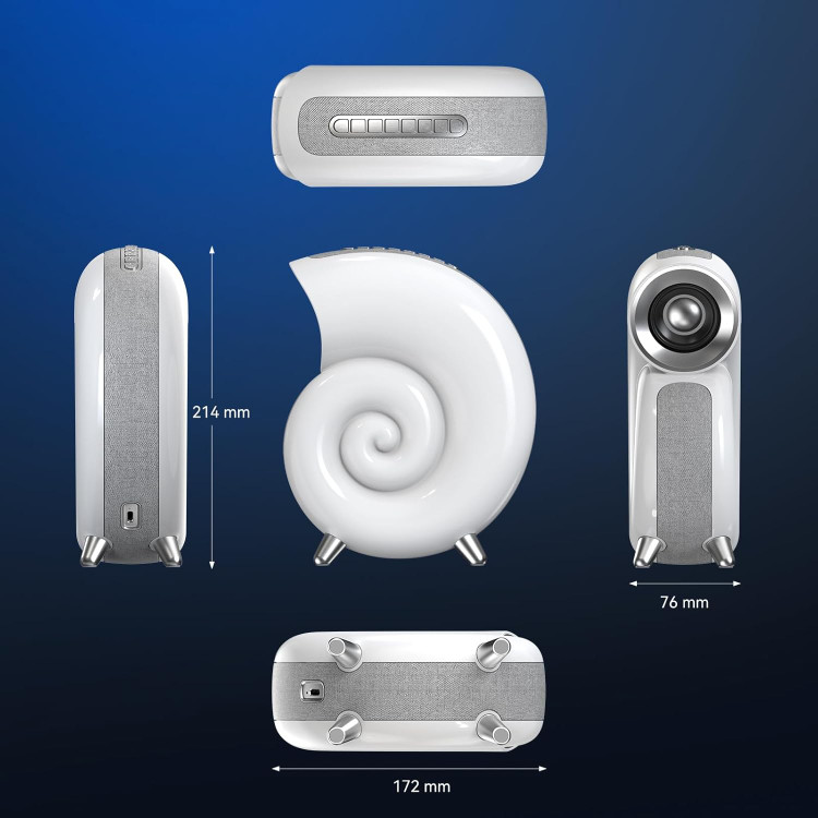 اسپیکر و چراغ خواب بلوتوثی شارژی قابل حمل مدل حلزونی RGB و ساعت دار