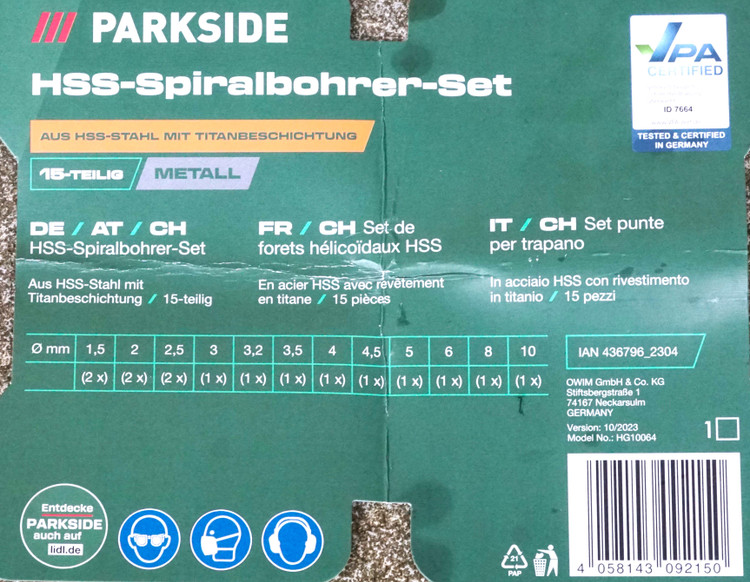 مته آهن parkside