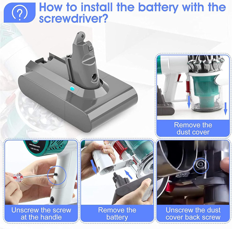باتری جارو شارژی دایسون انگلستان سری V6 برای DC58-DC59-DC61B