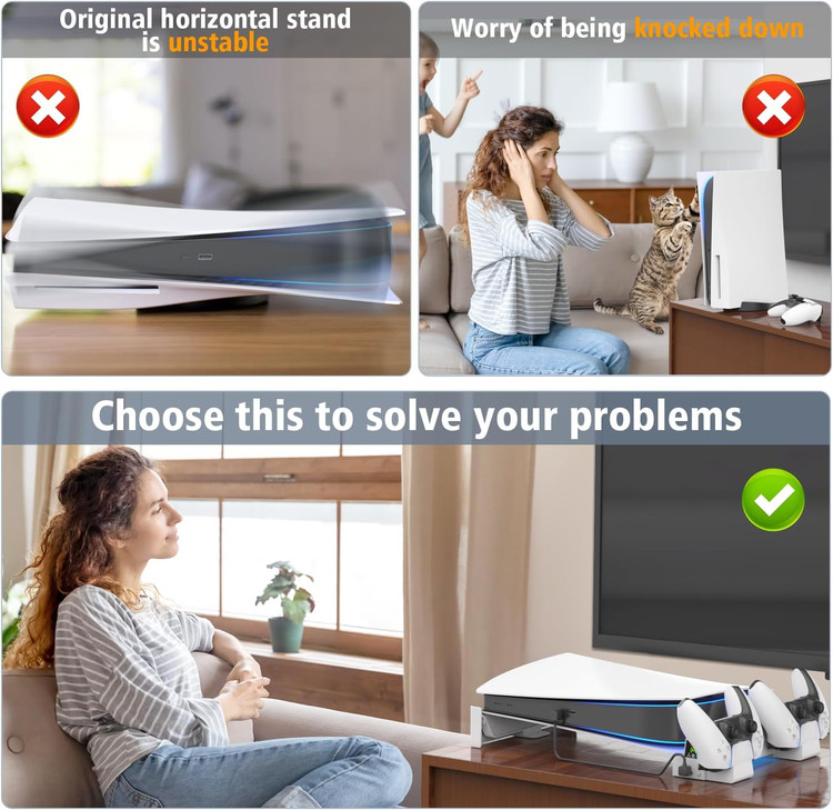 پایه و ایستگاه خنک کننده افقی PS5 OIVO با فن خنک کننده 3 سطحی، شارژر کنترلر دوگانه PS5 برای دسته پلی استیشن 5