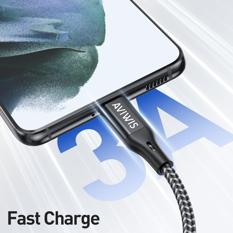 کابل تایپ c شارژ سریع با کیفیت پریموم برند AVIWIS مدل 2 متری تا 60 وات