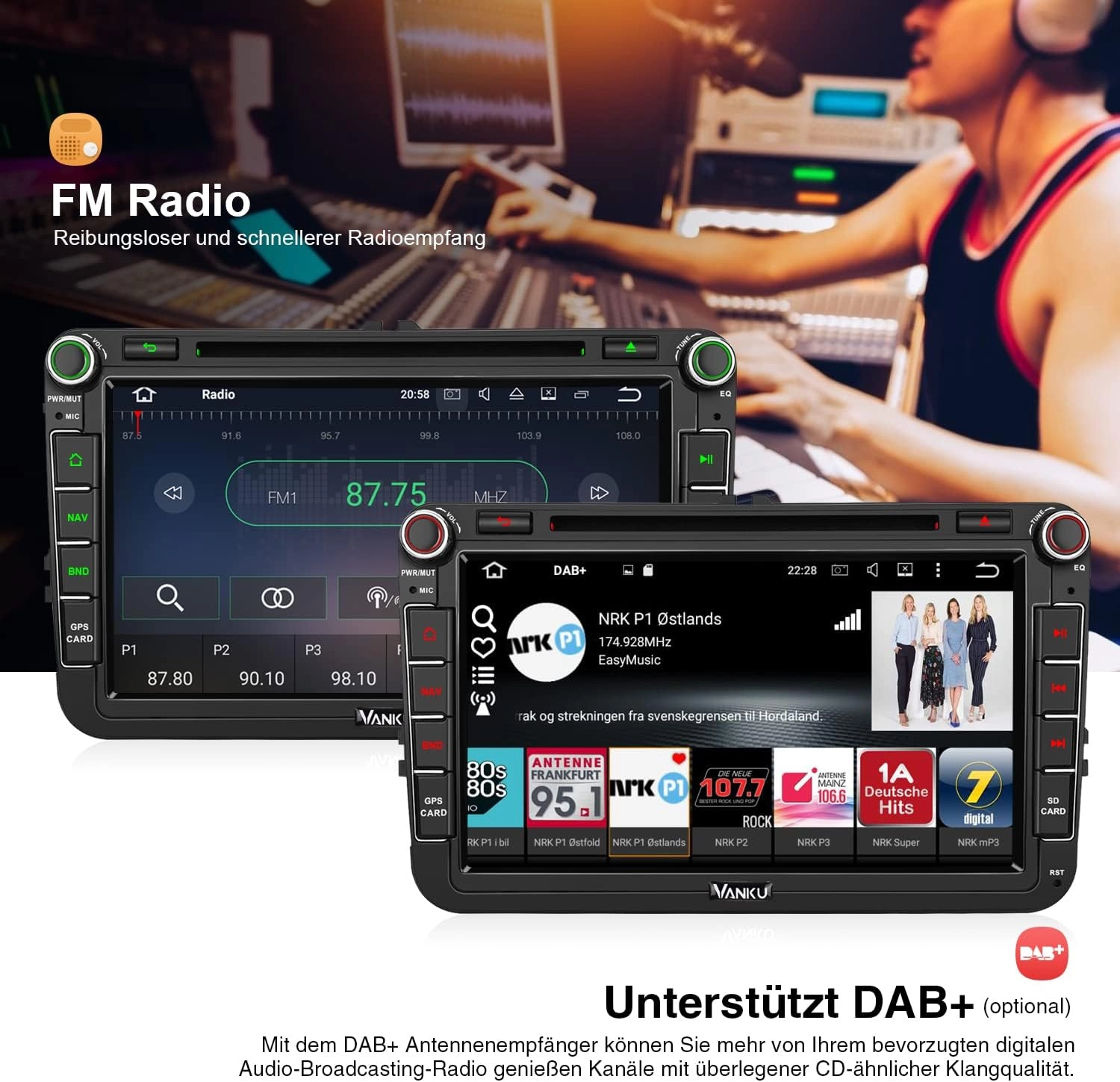 مانبتور 8 اینچ آندروید 11 Radio PX6 64GB + 4GB برند VANKU