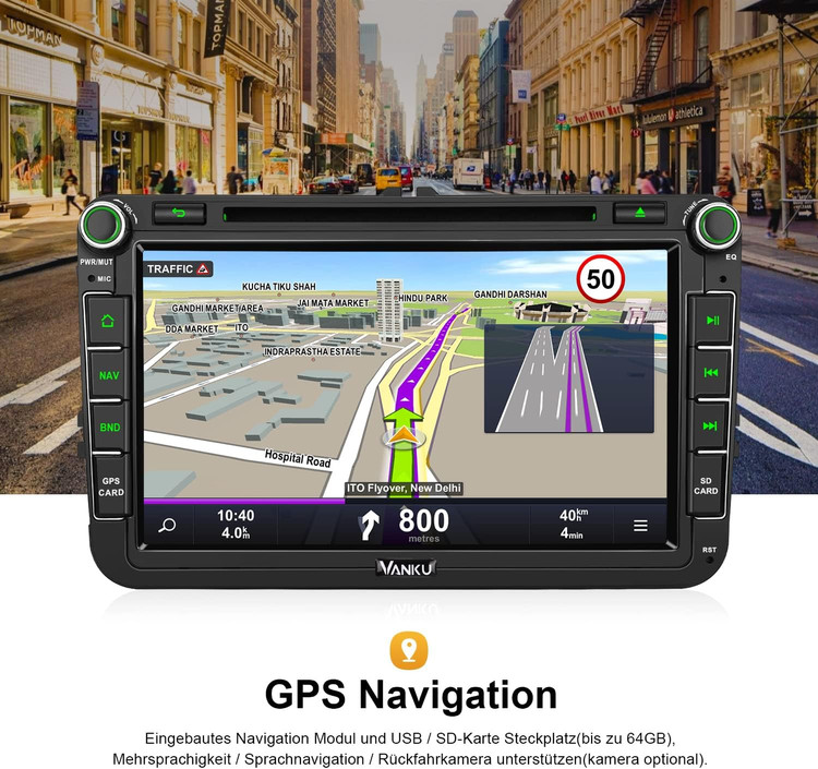مانبتور 8 اینچ آندروید 11 Radio PX6 64GB + 4GB برند VANKU
