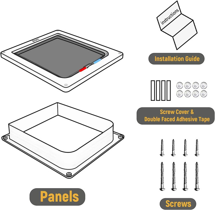 درب گربه رو، درب ایمنی حیوان خانگی با قفل 4 جهته، ضد آب و نصب آسان درب فلپ گربه برای درب داخلی خارجی، پنجره، دیوار (M)