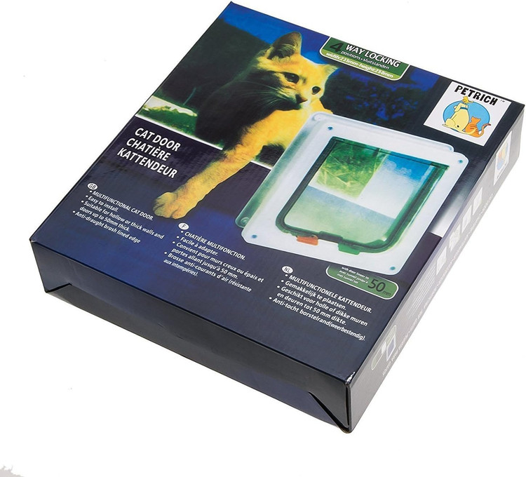 درب گربه رو، درب ایمنی حیوان خانگی با قفل 4 جهته، ضد آب و نصب آسان درب فلپ گربه برای درب داخلی خارجی، پنجره، دیوار (M)