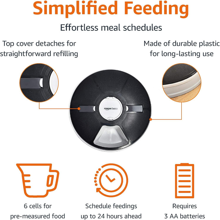 ظرف غذای اتومات و چرخشی سگ وگربه Amazon Basics