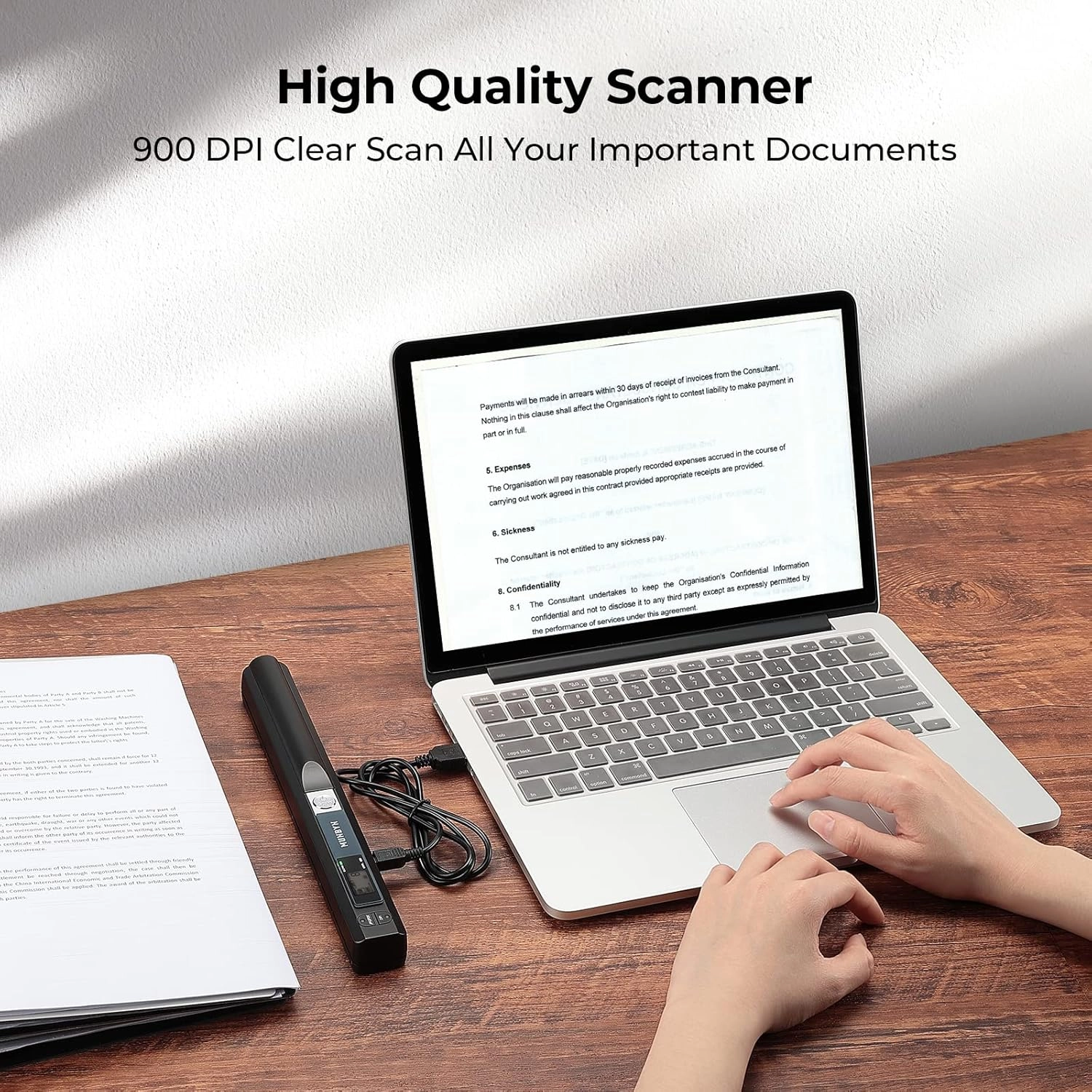MUNBYN Portable Scanner, Photo Scanner for A4 Documents Pictures Pages Texts in 900 Dpi, Flat Scanning, Include 16G SD Card, Wand Document Reader Uploads...