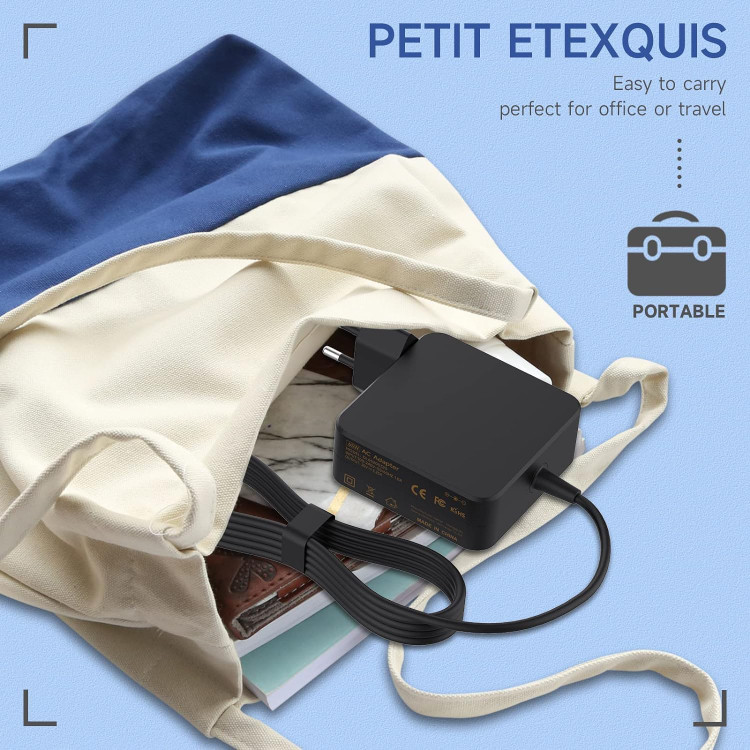 شارژر ۴۵ واتی برای لپتاپ ایسوس ۱۹ ولت ۲.۳۷ آمپر، آداپتور برق متناوب ایسوس ویووبوک فلیپ ۱۴ و ۱۵ اینچی، Zenbook UX303U UX305 UX305F UX305C UX410U