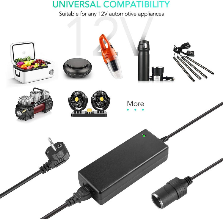 منبع تغذیه سوکت فندکی آداپتور AC به DC 100V-240V به 12V 10A مبدل شارژر برق خودرو برند AGPTEK