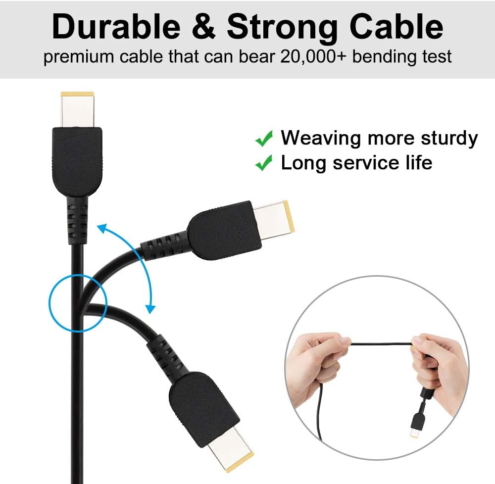 شارژ لپ‌تاپ 65 وات SUNYDEAL برای لنوو، نوت‌بوک  USB 20 ولت 3.25 آمپر برای لنوو B50 G40 G50 G70؛ آیدیاپد فلکس 2 فلکس 3؛ یوگا 11، 11S، 13؛ لنوو تینک‌پد (همه مدل‌ها) دوشاخه: 11