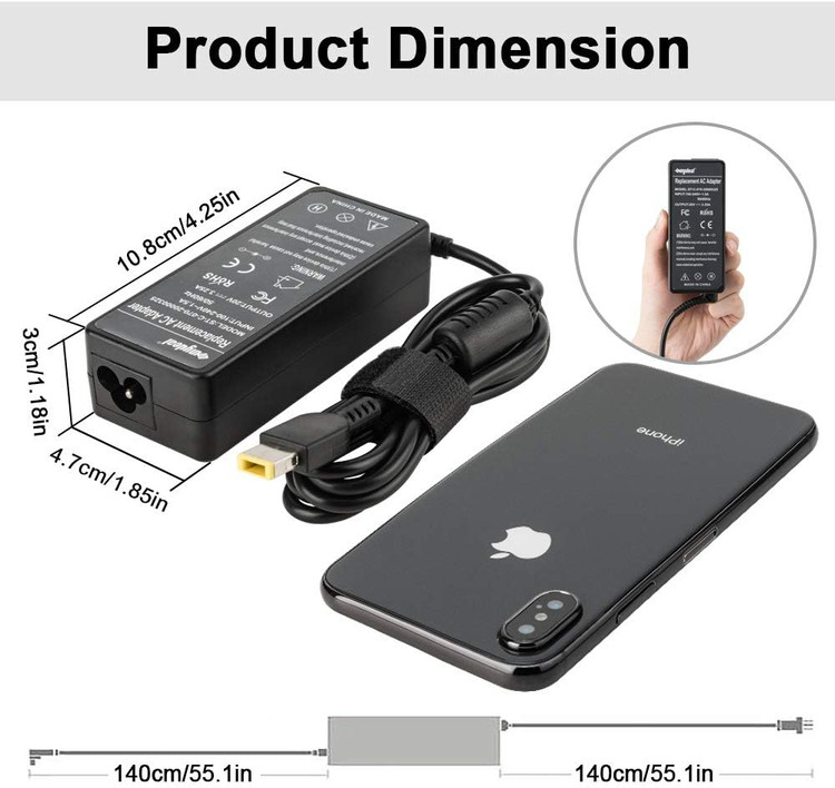 شارژ لپتاپ 65 وات SUNYDEAL برای لنوو، نوتبوک USB 20 ولت 3.25 آمپر برای لنوو B50 G40 G50 G70؛ آیدیاپد فلکس 2 فلکس 3؛ یوگا 11، 11S، 13؛ لنوو تینکپد (همه مدلها) دوشاخه: 11