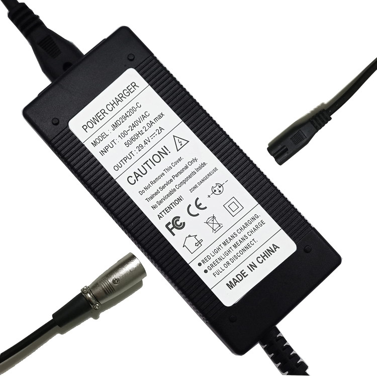 شارژر باتری ویلچر ۲۹ ولتی ۲ آمپر با اتصال XLR مناسب برای ماشین، دوچرخه برقی و موتورسیکلت ۲۴ ولت ۲ آمپر